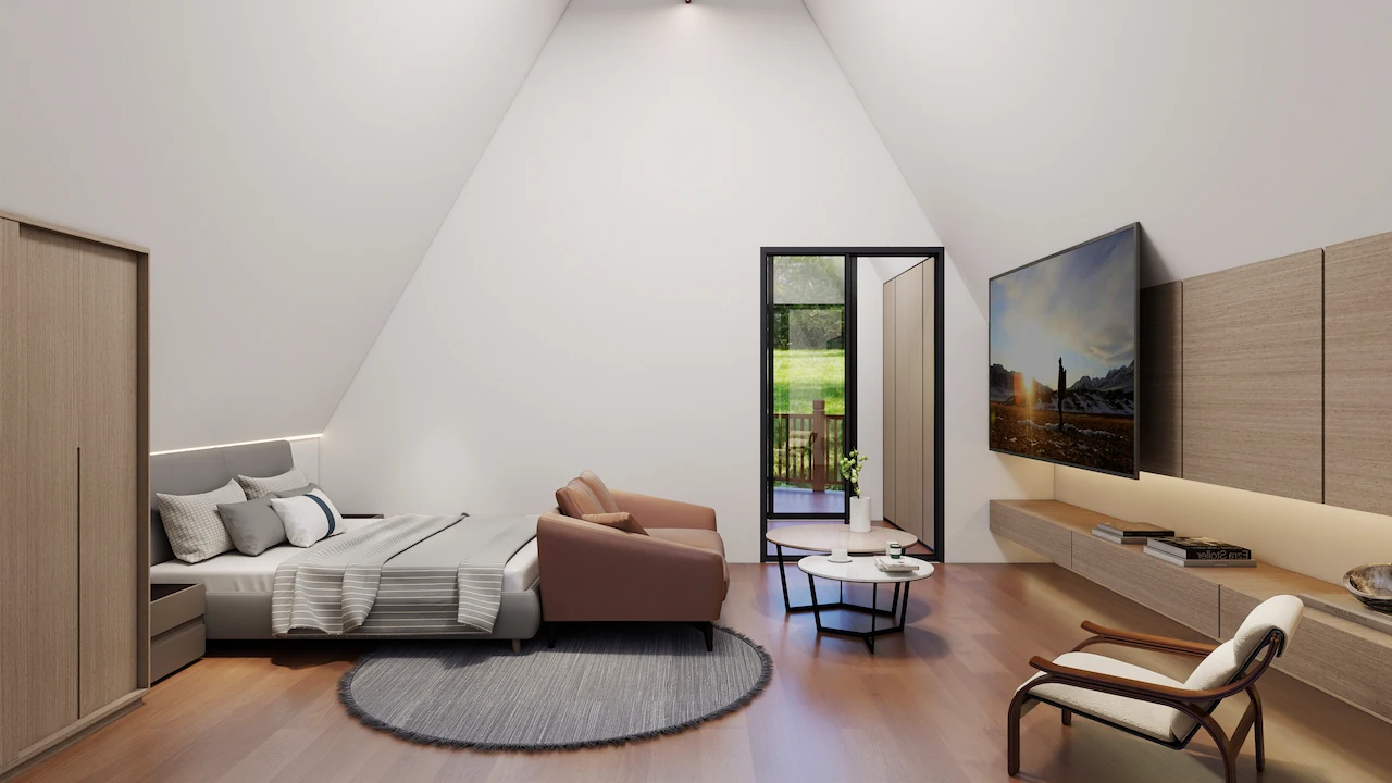 Intérieur du chalet A-frame KL Horizon