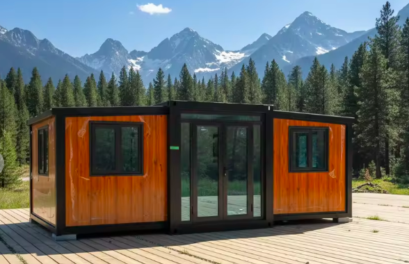 Maison 10 FT vue frontale avec environnement montagneux