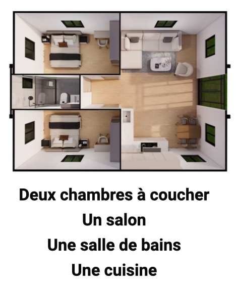 Détail intérieur de la maison modulaire 20 FT
