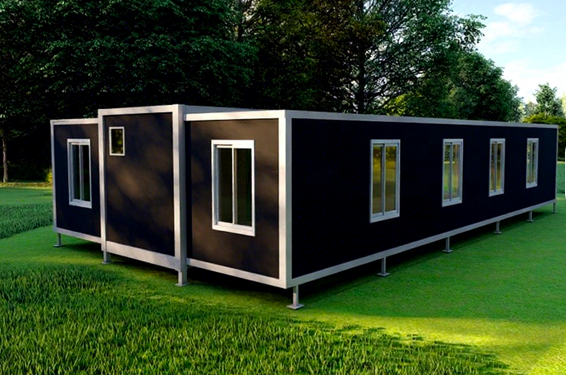 Maison 30 FT vue extérieure 3D avec finition sombre