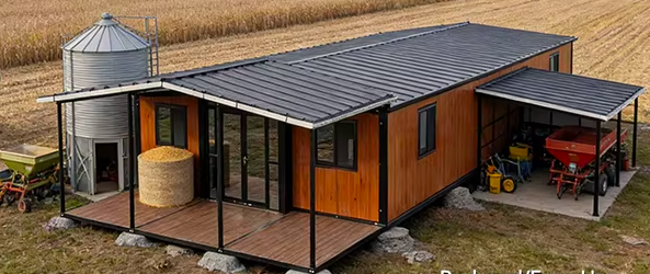 Maison 30 FT avec toit à pignon incliné et terrasse