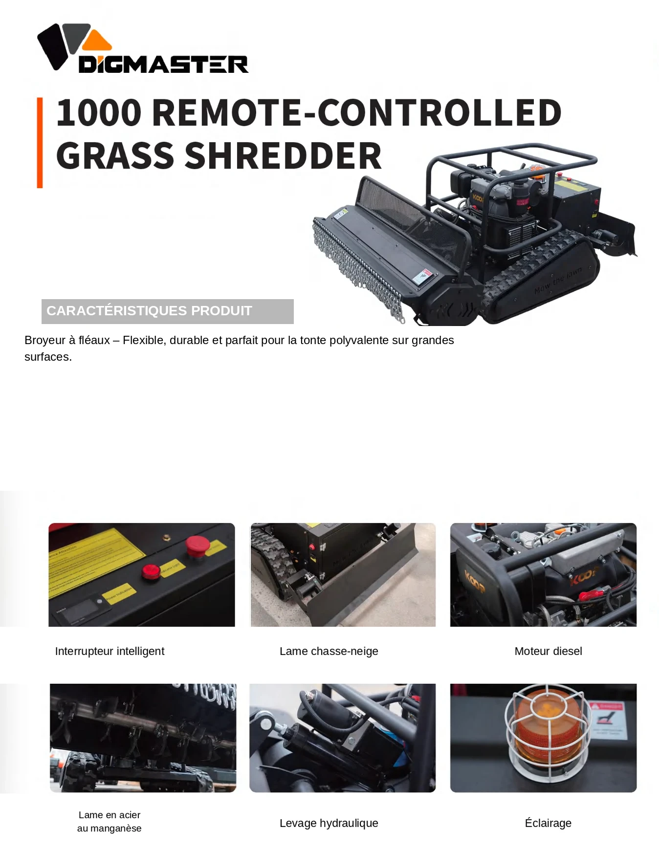 Tondeuse télécommandée KL-1000 Broyeur — KL Global Import