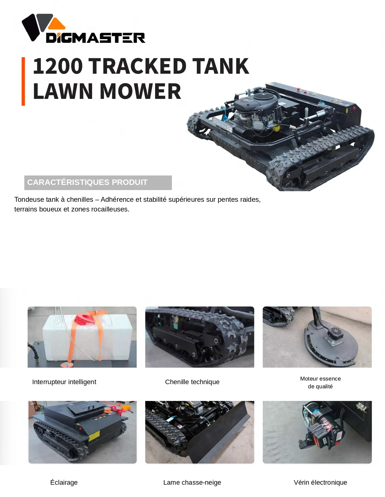 Tondeuse télécommandée KL-1200 Tank — KL Global Import